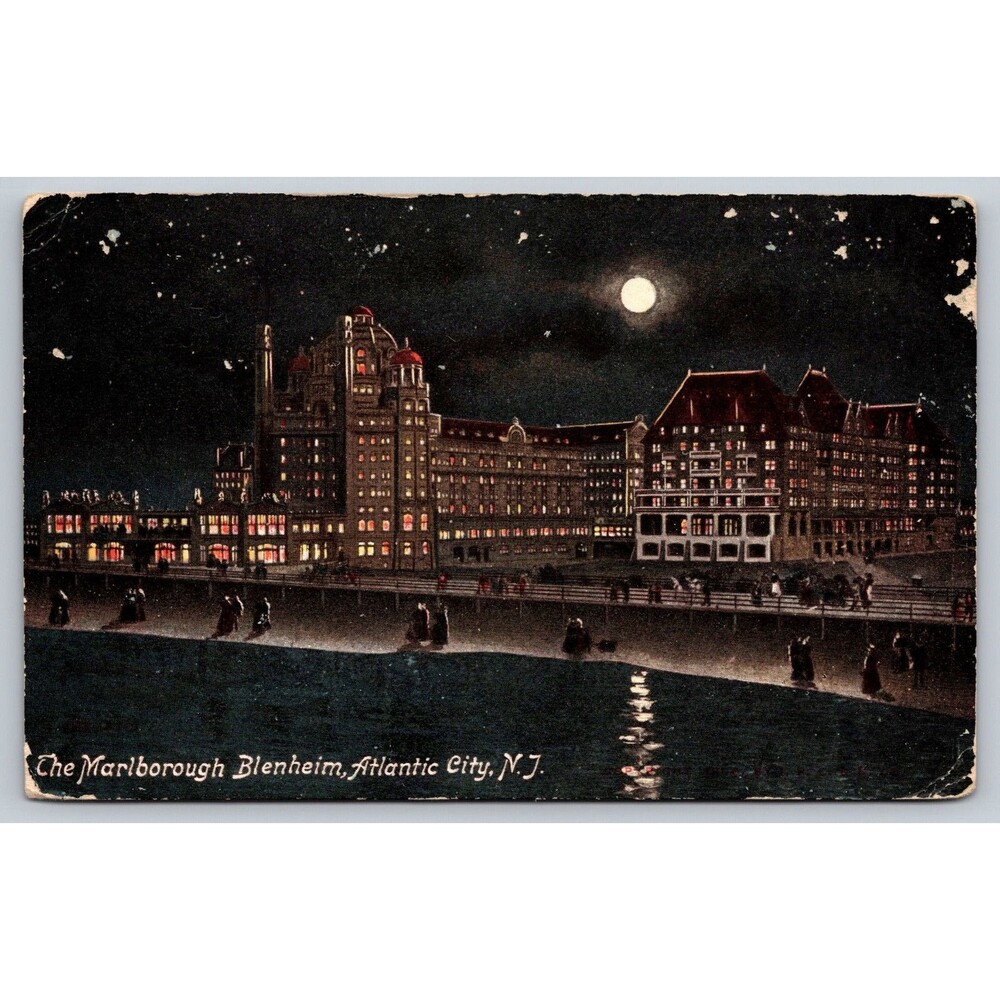 Postcard New Jersey Atlantic City Marlborough Blenheim Full Moon 1908 Msg French